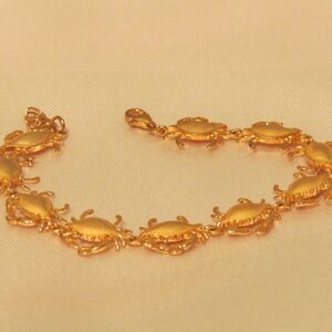 Sterling Silver 18k Rose plated crab cz bracelet